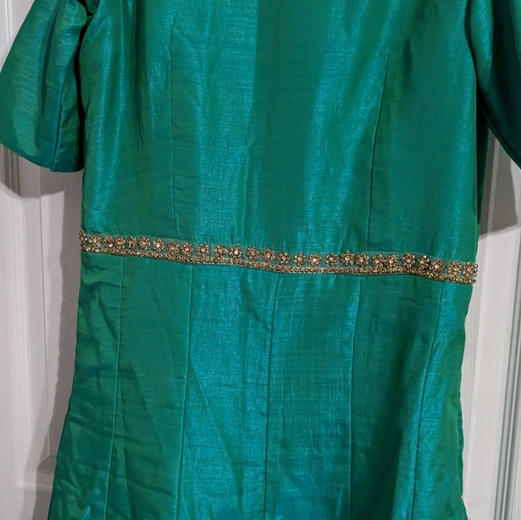 Teal Embellished Gown - Picture 2 of 4